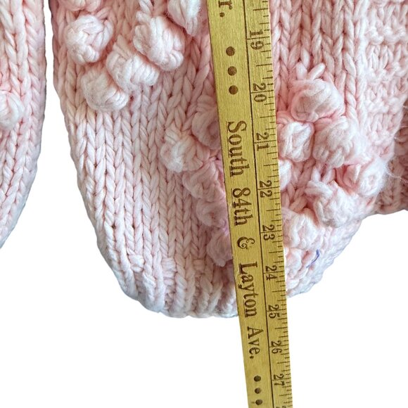 Chicwish Handmade with Love Pom Pom Heart Bobble Cardigan Sweater Womens Pink - Picture 6 of 11